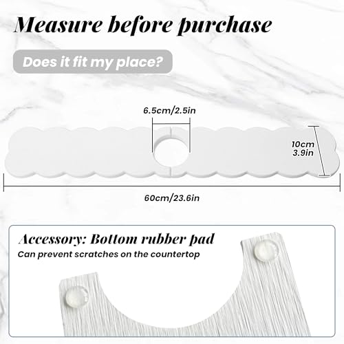 23.6'' Long Size Diatomite Faucet Mat Fast Drying Stone Sink Tray Splash Proof Bathroom Counter Faucet Super Water Absorption - size: 23.6" x 3.9"