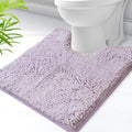 U-Shaped Toilet Rug, Chenille Contour Bathroom Mat, Non-Slip PVC Backing, Machine Washable, 24x20, Lavender - color: Lavender, size: 1'8" x 2' (20"x 24"U)