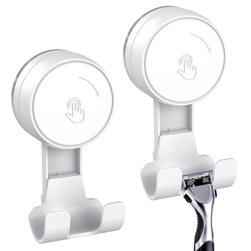 LUXEAR Suction Hooks Powerful Vacuum Suction Cup Hooks-2PACK Razor White - size: 2 Pack Razor