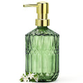 Green Glass Soap Dispenser (15.4 Oz, 1 Pack), Dish Soap Dispenser with Golden Rust Proof Pump for Kitchen Sink, Refillable Bathroom Hand Soap Lotion Dispenser - color: Green