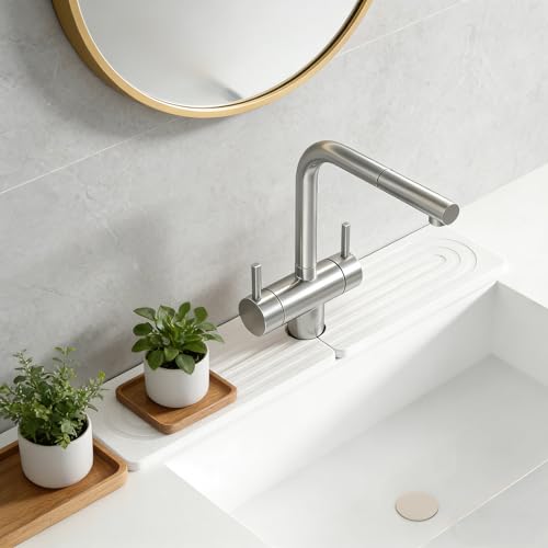Diatomite Kitchen Faucet Mat – Quick Drying Stone Sink Tray & Splash Guard, Super Absorbent Moisture-Proof Sink Pad for Kitchen Counter Accessories(23.6" x 3.9") - size: 23.6" x 3.9"