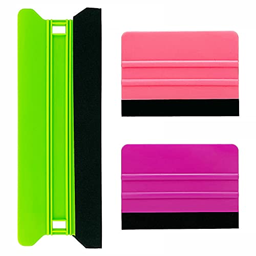 Umaki 8.3inch Large Vinyl Wrapping Felt Squeegee with 4inch Vinyl Squeegee Applicator for Fastly Installing Vehicle Tinting Film Graphic or Wallpaper,3pack - color: Green
