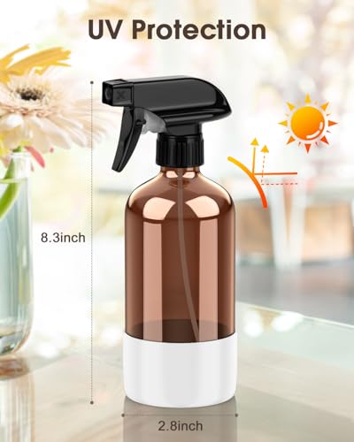 Bontip Glass Spray Bottle with Silicone Sleeve Protection, Amber Glass Spray Bottle Set for Window Cleaner Aromatherapy Facial Hydration Watering Flowers Hair Care 2 Pack/16 oz (White & Orange, 16 oz) - color: White & Orange, size: 16 Ounces