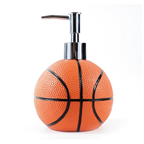 Wendin Cartoon Series Bath Accessory Set, Soap Dispenser Pump, Toothbrush Holder, Tumbler, Soap Dish Resin Art Color Decoration (Basketbll Soap Pump) - color: Basketbll Soap Pump