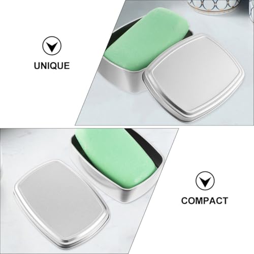 OUNONA Aluminum Cream Box and Soap Holder Set 2pcs 150ml Small Metal Storage Case with Lid Portable Soap Bar Holder for Travel Bathroom Toiletries Organization