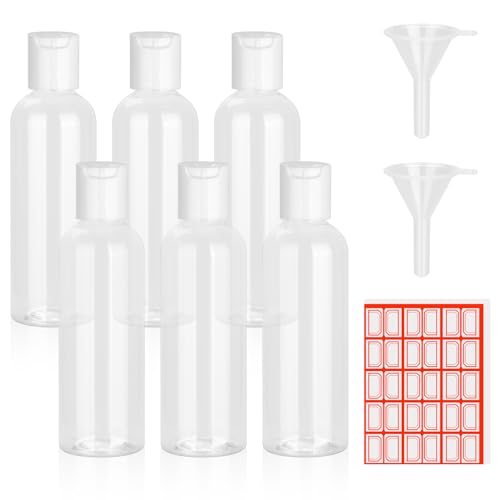 6 Pack Travel Bottles for Toiletries, 3.4 oz Travel Bottles TSA Approved Leakproof Plastic Empty Bottles, Toiletry Containers with Labels for Shampoo Conditioner Lotion Travel Essentials Accessories