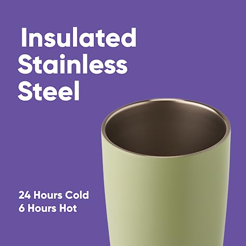 Owala SmoothSip Insulated Stainless Steel Coffee Tumbler, Reusable Iced Coffee Cup, Hot Coffee Travel Mug, BPA Free, 20 oz, Green (Hip Cactus) - color: Hip Cactus, size: 20 Ounces