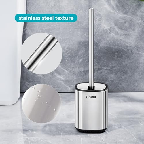 Toilet Brush Holder Set Toilet Bowl Brush Stainless Steel Automatic Open lid Toilet Bowl Cleaner Brush with Durable Bristle Head Toilet Cleaning Brush for Bathroom - color: Stainless Steel