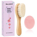 Baby Hair Brush and Pink Cradle Cap Brush Set for Newborns and Toddlers, Wooden Baby Hair Brush Set with Soft Goat Bristle, Baby Hair Care Kit (2PCS) - color: 2pcs(hair Brush+pink Cradle Cap Brush)