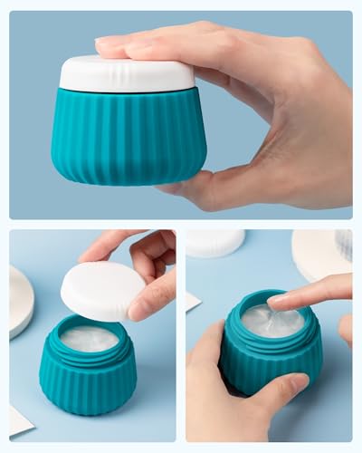 Mrsdry Travel Containers for Toiletries 4 Pack, TSA Approved Travel Size Toiletries, Travel Size Containers, With Clear Bag Leak Proof Silicone Jars, Travel Essentials Creams Jars Carrying Small Items - color: Ocean Sunset, size: 3 oz