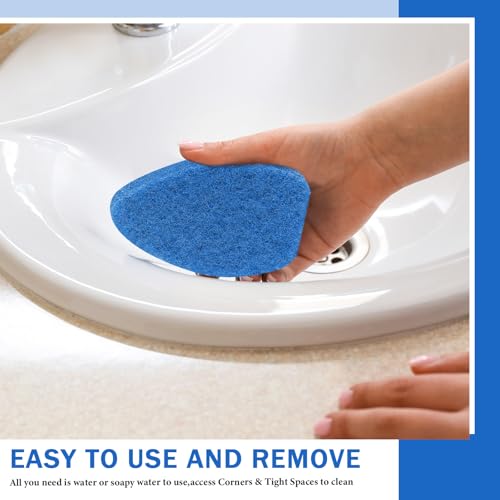 Baderke 4 Pcs Tub Tile Scrubber Cleaning Brush Pads (Without Handle) Compatible with Qaestfy Non-Scratch Scouring Pads Scrub Brush for Shower Bathroom Buildup Toilet Wall Floor (Blue) - color: Blue