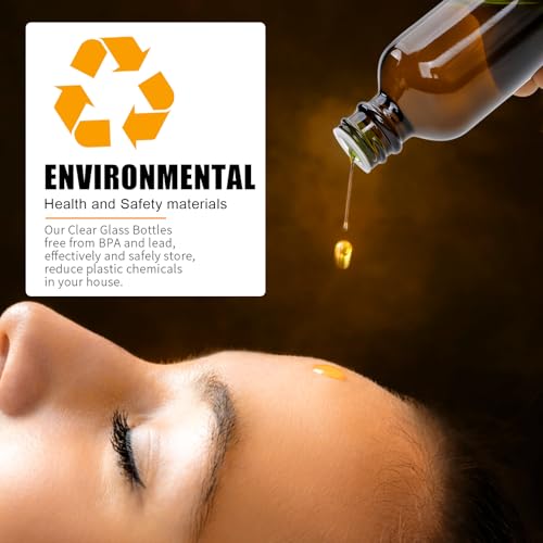 YINGERHUAN 8oz Glass Vanilla Extract Bottles,Round Amber Boston with Caps for Syrup,20 Pack Glass Sample Bottles with Stickers and Funnel for Essential Oils,Wedding,Christmas