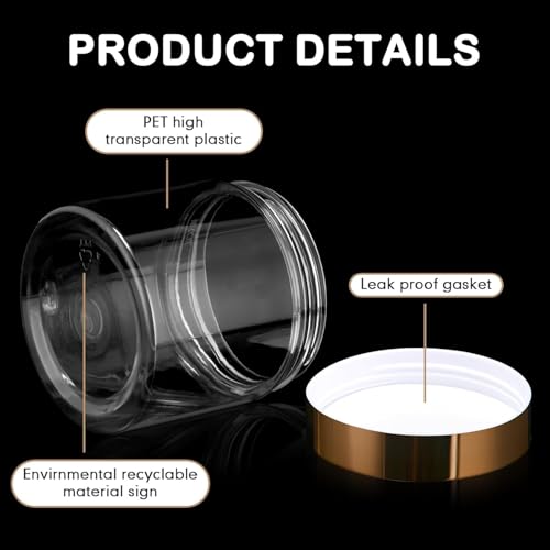 Patelai 4 Pieces Round Wide-mouth Leak Proof Plastic Container Jars with Lids for Travel Storage Makeup Beauty Products Face Creams Oils Salves Ointments DIY Making(2 Ounce,Gold) - color: Gold, size: 2 Ounce