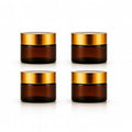 4 Packs 15ml/0.5Oz Amber Glass Cream Jars with Gold Lid Small Cosmetic Containers Refillable Skincare Travel Sample Jars for Face Cream, Balm, Lotion, Salve