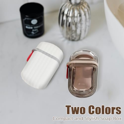 Zoyiancy 4Pcs Travel Soap Box Soap Case with Lid, Portable Soaps Container Waterproof Leakproof with Draining Layer Soaps Dish for Travel Camp Outdoor Bathroom (White, Black)