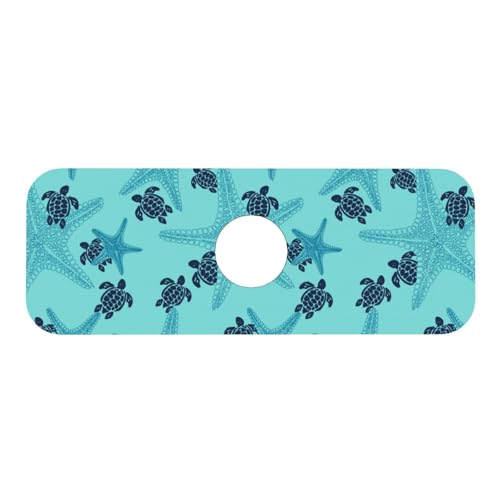 Summer Sea Turtle Ocean 15" X 5.5" Kitchen Sink Splash Guard Faucet Faucet Guard Draining Mat Sink Splash Guard Faucet Kitchen Bathroom - color: Summer Sea Turtle Ocean