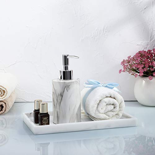Emibele Bathroom Vanity Tray Countertop, 10" Rectangular Marble Resin Tray | Dresser Kitchen Sink Tray, for Jewelry Cosmetic Perfume Soap Candle, Lightweight Waterproof Tray, Medium, Marble White - color: Marble White, size: 10" x 6.1" x 0.8"