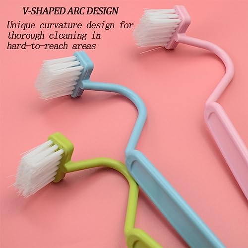 3 Pcs Plastic Curved Small Toilet Brushes Bathroom Plastic Cleaning Brushes Suitable for Cleaning Toilet Edges, Inner Rim and Corner Crevices.