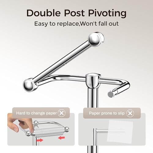 RARXTR Toilet Paper Holder Stand, Bathroom Free Standing Toilet Paper Stand with Modern Marble Base, Post Pivoting Toilet Paper Stand with Stainless Steel Tissue Rack, Rust-Proof & Heavy Base(Chrome) - color: Chrome, size: With Marble Base