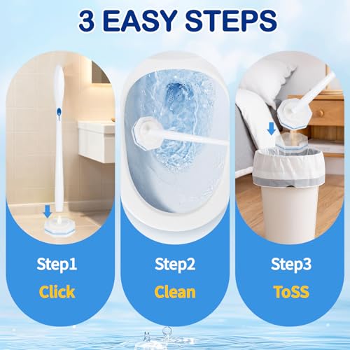 40 Count Disposable Replacement Toilet Brush Head for Clorox, 5X Cleaning Power Scrubber Refill, Bathroom Cleaning Supplies, No Falling Apart, Fresh Fragrance