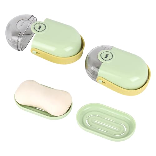 Tbestmax 2 Pack Travel Soap Case, Soap Container with Lid, Portable Bar Soap Holder & Soap Dish with Silicone Handle for Shower, Gym, Camping Essentials, Hiking, Travel Accessories -Green - color: Green