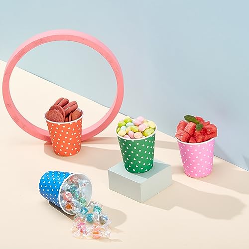 600 Pack 3 oz Paper Cups for Bathroom, Small Mouthwash Cups, Disposable Mini Bathroom Cups, Cold Beverage Drinking Cup for Water Coolers, Party, Home and Office(Dots) - color: JP-3-ZB02-600-BD
