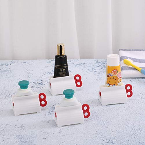 XYKEEY Toothpaste Tube Roller - Manual Squeezer Tool, Toothbrush Squeezers, Clip Holder Stand Winder (Red) - color: Red