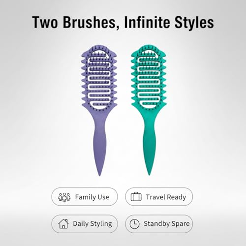 ANIS・KEBBR Vented Curl Hair Brush 2PCS Detangling Wet Dry Styling Brush Less Pull for All Hair Types