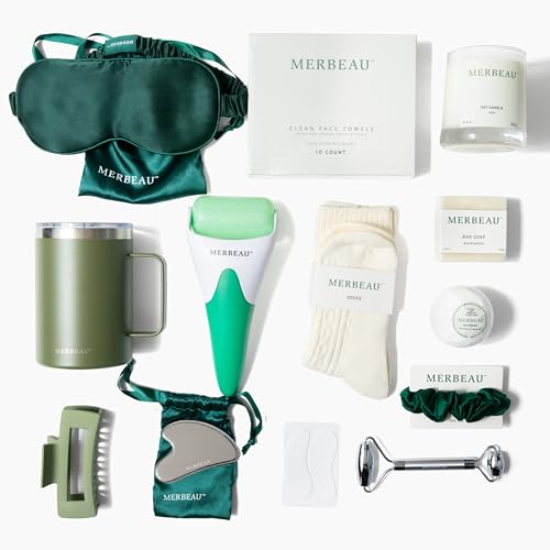 Luxury Self Care 13 Piece Gift Set – Non-Toxic, Clean Ingredients, Naturally-Scented Essential Oils, Candle, Socks, Bar Soap, Bath Bomb, Clean Towels, Hair Clip, Tumbler & More – Spa Kit, NEW