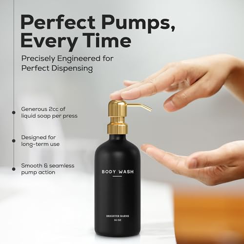Luxury Shampoo and Conditioner Dispenser Set by Brighter Barns - Black and Gold Shower Soap Dispenser Set - Refillable Body Wash & Shampoo Bottles - Luxury Bathroom Decor for Spa, Airbnb (Black Gold) - color: Black Gold