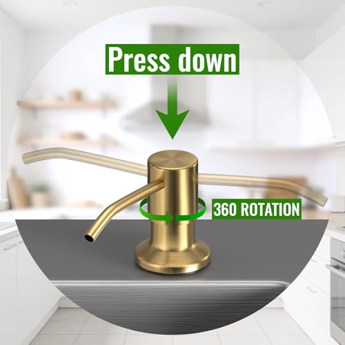 Kitchen Sink Soap Dispenser, Built in SoapDispenser, 47" Extension Tube kit, Counter Lotion Dispenser Pump, No Need More Refills (Gold) - color: Gold