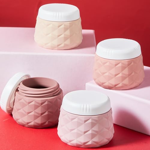 Silevoler Travel Size Containers for Toiletries, 1.7oz TSA Approved Travel Size Toiletries Silicone Cosmetic Cream Jars, Leak-Proof Refillable Containers W/Clear Bag (PINK, 3OZ) - color: PINK