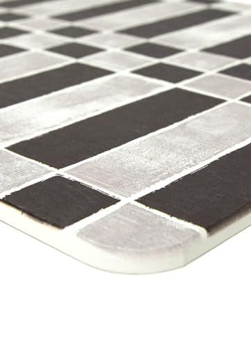 FloorPops, Checker Black Quick Dry Diatomite Non Slip Stone Bath Mat, Rug, Checker Black Stone, Checkered, Rectangular, Large 24-in x 16-in - color: Checker Black Stone