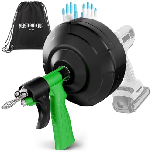 MEISTERFAKTUR drain snake [25FT] - Auto Feed - Ideal plumbing snake for sink and drain unblocking - Solid drain auger for real DYIs! - color: 25 FT (new)