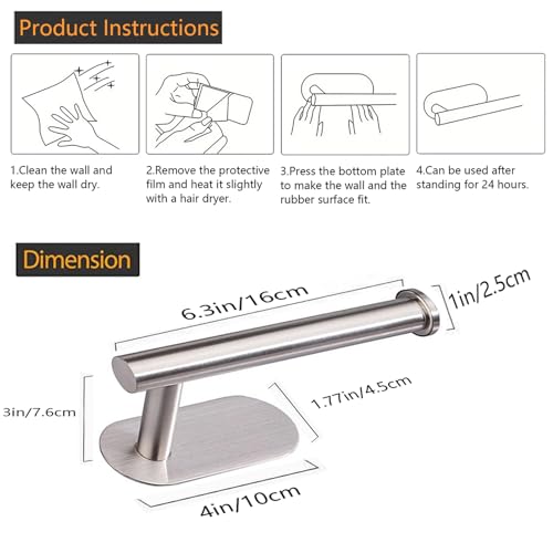 JOPOFI Toilet Paper Holder - Adhesive Toilet Paper Holder - Brushed Nickel | Toilet Paper Holder Wall Mount for Bathroom,Stainless Steel Command Strip Toilet Paper Roll Holder Stick On Wall,No Drilling - color: Brushed Nickel, size: 1pcs