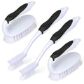 Scrub Brush Set, 4 Pack Deep Cleaning Brush Kit - 2 Scrub Brush, 2 Tile & Grout Brush with Built-in Scraper, Household Commercial Scrubber for Floor, Shower, Pool Wall, Tub (Black) - color: Black