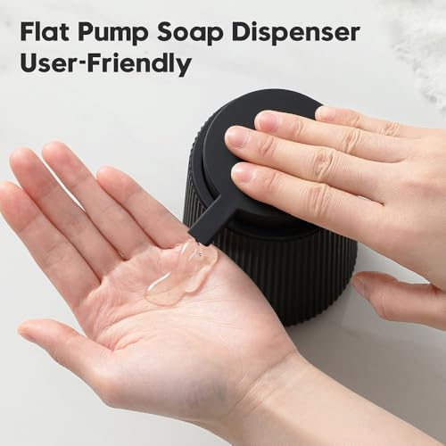 YAUKPH Striped Liquid Hand Soap Dispenser with Leak-Proof Pump for Bathroom and Kitchen Countertop 11oz Black - color: Black, size: Liquid Dispenser