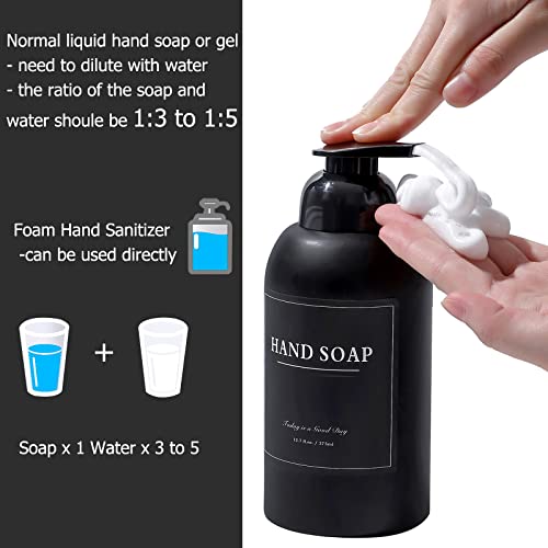 rejomiik 2 Pack Foaming Thick Glass Foam Hand Soap Dispenser for Bathroom or Kitchen Sink, 13 oz Pump Bottles for Hand soap, Body Wash, Matte Black - color: Black