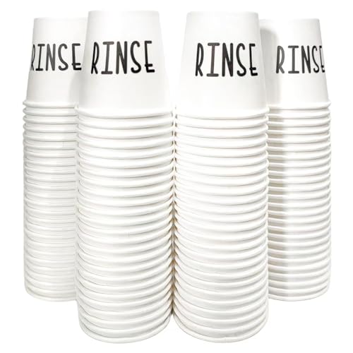 100 Mouthwash Cups, 3 oz Bathroom Cups with the Cute Word RINSE, Bathroom Cup That Enhances the Bathroom's Charm.