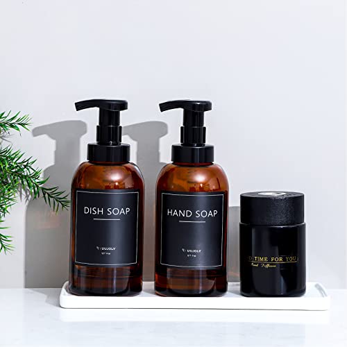 Foaming Hand Soap Dispenser Glass Jar Foam Dish Soap Dispenser for Bathroom and Kitchen Sink, Liquid Pump Bottle for Shampoo, Body Wash, Amber, 2 Pack - color: Amber