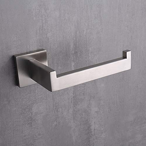TASTOS Toilet Paper Holder Brushed Nickel, Toilet Tissue Roll Holders Dispenser and Hangers Wall Mounted for Bathroom & Kitchen, Stainless Steel Modern Square Style (Silver) - color: Brushed, size: Square (1 pack)