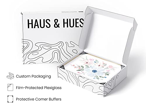 HAUS AND HUES Flower Wall Decor - Set of 4 Bouquet Art, Framed Flower Painting, Floral Pictures, Botanical Wall Decor (8x10, Beige Frame) - color: Bouquet Flower, size: 8x10, style: Beige Framed