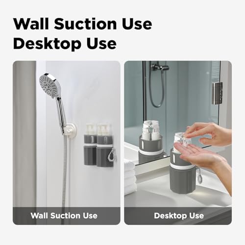 Travel Bottles for Toiletries, TSA Approved Travel Shampoo and Conditioner Bottles with Suction Cups, Gray - color: Gray