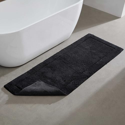 Calvin Klein - Bath Runner Rug, Soft & Absorbent Bathroom Rug, Modern Bathroom Essentials (Essence Black, 22" x 60") - color: Essence Black, size: 1'10" x 5' (Rectangular)