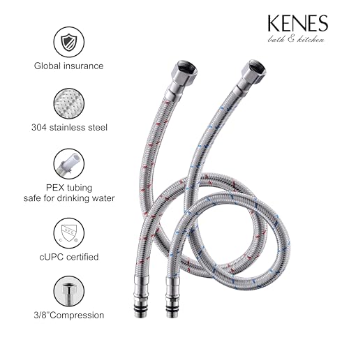 KENES Champagne Bronze Bathroom Faucet 1 Hole, Single Handle Gold Bathroom Sink Faucet, Vanity Faucet with Pop Up Drain and Supply Lines, LJ-9031-CB - color: Champagne Bronze, size: Short