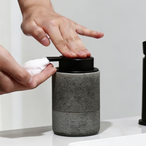 Resin Foaming Soap Dispenser, 11 OZ Bathroom & Kitchen Foam Soap Dispenser, Easy Press Pump, Refillable Hand Soap Dispenser, Modern Decor (Gray) - color: Gray