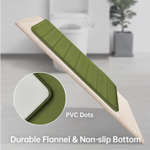 RUN HELIX Sage Green Bathroom Rugs Sets 3 Piece Memory Foam Non Slip Bath Mats for Bathroom Floor and U-Shaped Contour Toilet Rug, Soft Washable Bathrom Sets Mats and Rugs Sets for Toilet Shower Sink - color: Sage Green