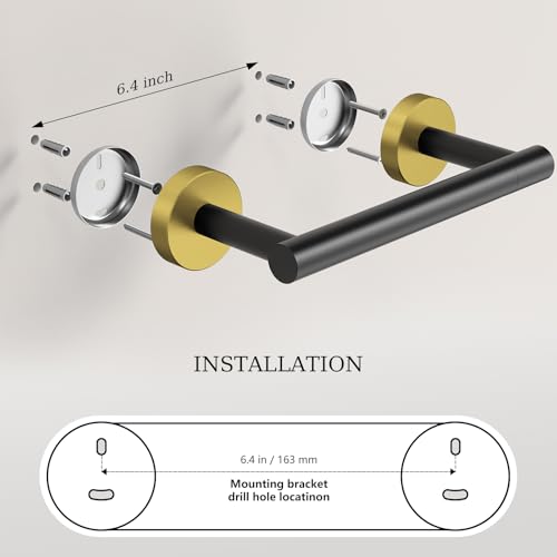 Black and Gold Toilet Paper Holder & Towel Holder, Bathroom Hardware Set-SUS304 Stainless Steel Double Post Pivoting Tissue Roll Holder and Hand Towel Ring Set for Bathroom, RV - color: Black Gold
