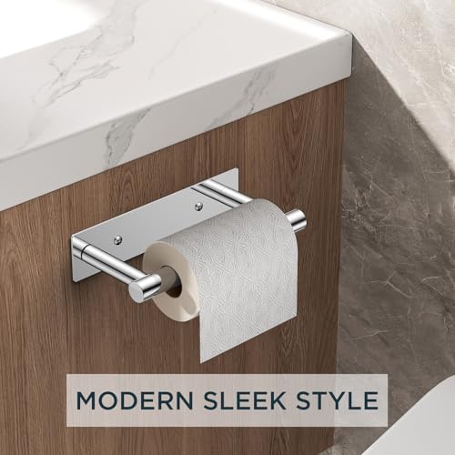 FORIOUS Toilet Paper Holder Wall Mount, Stainless Steel Rustproof Double Post Pivoting Tissue Roll Holder for Bathroom, Commercial Toilet Paper Dispenser (Chrome, Modern Square 1 Pack) - color: Chrome