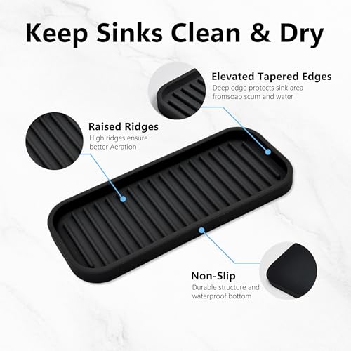Silicone Sponge Holder for Kitchen Sink - Kitchen Soap Tray & Sponge Tray | Silicone soap dish, soap holder, dish sponge holder dish scrubber, soap dispenser tray, kitchen sink organizer, 2 pack black - color: Black